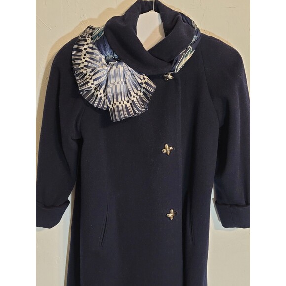 Vintage Leslie Fay Navy Wool Coat USA Made Asymmetrical Buttons Fits 8/10 - Picture 11 of 11